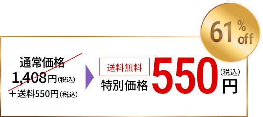 通常価格1408円税込み＋送料550円税込みから61%offの特別価格550円税込み＋送料無料
